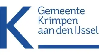 Logo van gemeente krimpen aan den ijssel met een grote blauwe letter "k" naast de blauwe tekst.