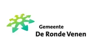 Logo van gemeente de ronde venen met een gestileerde groene en blauwgroen sneeuwvlok naast de tekst.