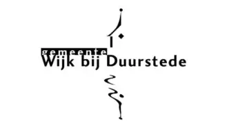 Logo van de gemeente wijk bij duurstede, met gestileerde zwarte tekst en abstracte lijntekeningen erboven.