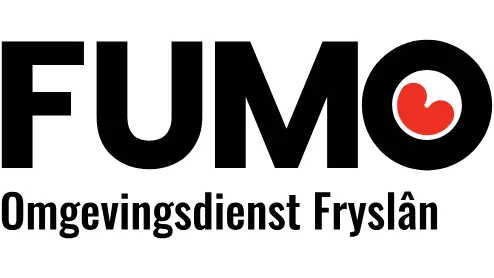 Logo van FUMO Omgevingsdienst Fryslân met een hartvormige afbeelding verwerkt in de letter "O" in FUMO.