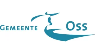 Logo van Gemeente Oss met een gestileerd blauw silhouet van een vliegende vogel naast de tekst "Gemeente Oss.