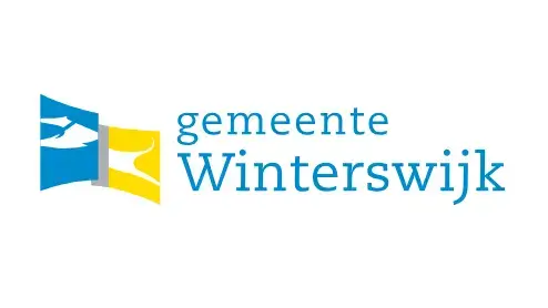 Logo van Gemeente Winterswijk met een gestileerde blauw-gele vlag naast de naam in blauwe kleine letters.