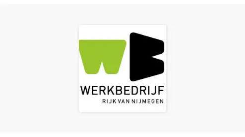 Logo van WerkBedrijf Rijk van Nijmegen met een groene "W" en een zwarte "B" op een witte achtergrond.