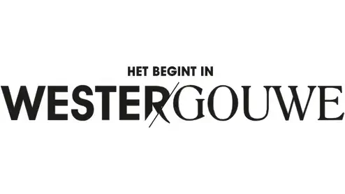 De tekst luidt "het begint in westergouwe" in vetgedrukte zwarte letters op een witte achtergrond.