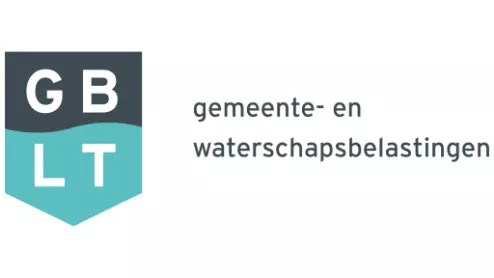 Logo van de GBLT met het acroniem in een grijs en blauwgroen schild, met daaronder de woorden "gemeente- en waterschapsbelastingen".