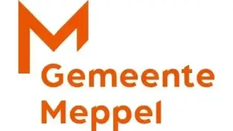 Logo van Gemeente Meppel met een grote gestileerde oranje letter "M" boven de woorden "Gemeente Meppel" in oranje tekst.