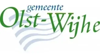 Logo van de gemeente Olst-Wijhe met gestileerde groen-blauwe tekst.