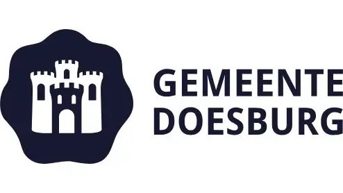 Logo van de gemeente Doesburg met een gestileerd kasteelicoon naast de tekst 'Gemeente Doesburg'.