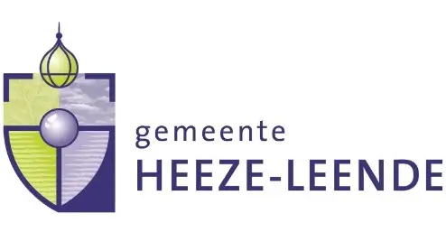 Logo van de gemeente Heeze-Leende met een gestileerd schild met een koepelvorm op de top en de tekst "gemeente HEEZE-LEENDE" rechts.