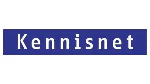 Een blauwe rechthoek met het woord "Kennisnet" in een wit, vetgedrukt schreefloos lettertype in het midden.