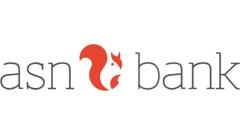 Logo van ASN Bank met het woord "asn bank" in kleine letters en een gestileerde rode eekhoorn tussen "asn" en "bank".