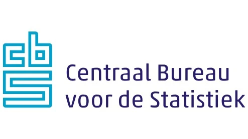 Logo van het Centraal Bureau voor de Statistiek (CBS) met een gestileerd blauw embleem en de naam van de organisatie in het Nederlands op een witte achtergrond.