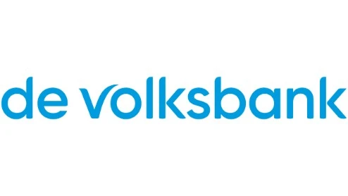 De afbeelding toont het logo van de Volksbank met de woorden "de volksbank" in kleine blauwe letters op een witte achtergrond.