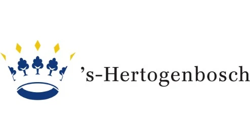 Het logo van 's-Hertogenbosch bestaat uit een gestileerde blauwgele kroon naast de naam van de stad in zwarte tekst op een witte achtergrond Het logo van 's-Hertogenbosch bestaat uit een gestileerde blauwgele kroon naast de naam van de stad in zwarte tekst op een witte achtergrond.