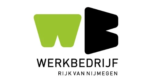 Logo van WerkBedrijf Rijk van Nijmegen met een groene "W" en zwarte "B" boven de naam van de organisatie in vette, hoofdletters.