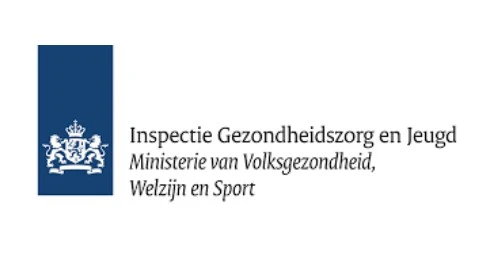 Logo van de Inspectie Gezondheidszorg en Jeugdzorg, Ministerie van Volksgezondheid, Welzijn en Sport, met een blauw embleem en tekst in het Nederlands.