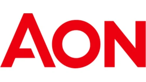 De rode hoofdletters "AON" in een vet, schreefloos lettertype op een witte achtergrond.
