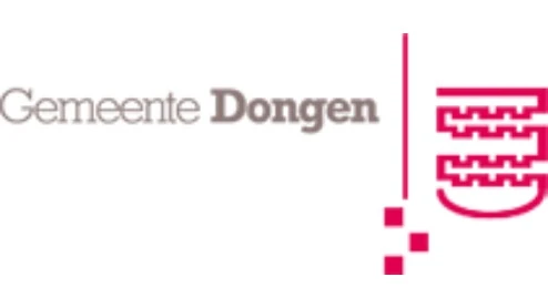 Logo van Gemeente Dongen met rechts de tekst "Gemeente Dongen" en een gestileerd rood grafisch symbool.