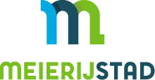 Logo met een gestileerde letter "M" in blauw en groen boven de tekst "MEIERIJSTAD" in groene en blauwe hoofdletters.