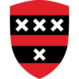 Een rood en zwart schild met vier witte X-vormige kruizen in twee horizontale rijen.