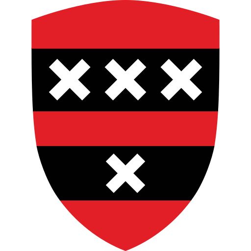 Een rood en zwart schild met vier witte X-vormige kruizen in twee horizontale rijen.