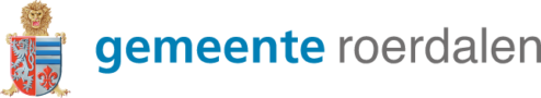 Logo van de gemeente Roerdalen met links een leeuwenkuif en in blauwe en grijze letters de tekst "gemeente roerdalen".