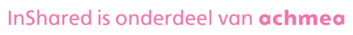 De tekst luidt: "InShared is onderdeel van Achmea", in roze letters op een lichte achtergrond.