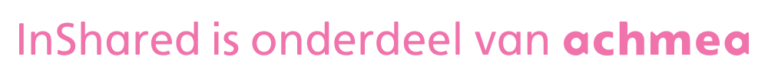 De tekst luidt: "InShared is onderdeel van Achmea", in roze letters op een lichte achtergrond.