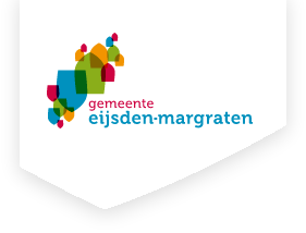 Kleurrijke abstracte vormen en de woorden „gemeente Eijsden-Margraten” op een witte achtergrond: dit is het logo van de gemeente Eijsden-Margraten.
