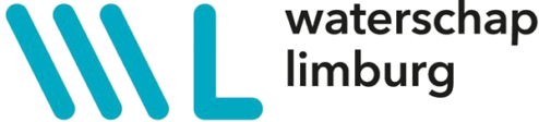 Het logo van Waterschap Limburg met links een gestileerde blauwe "WL" en rechts de tekst "waterschap limburg" in zwarte kleine letters.