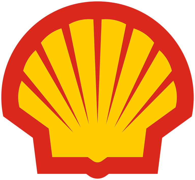 Het Shell-logo, bestaande uit een gele sint-jakobsschelp met een rode omtrek op een witte achtergrond.